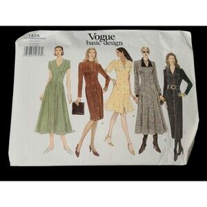Vtg Vogue Basic Design 1424 Easy Dress in 5 Styles Misses 8-10-12 Pattern cut